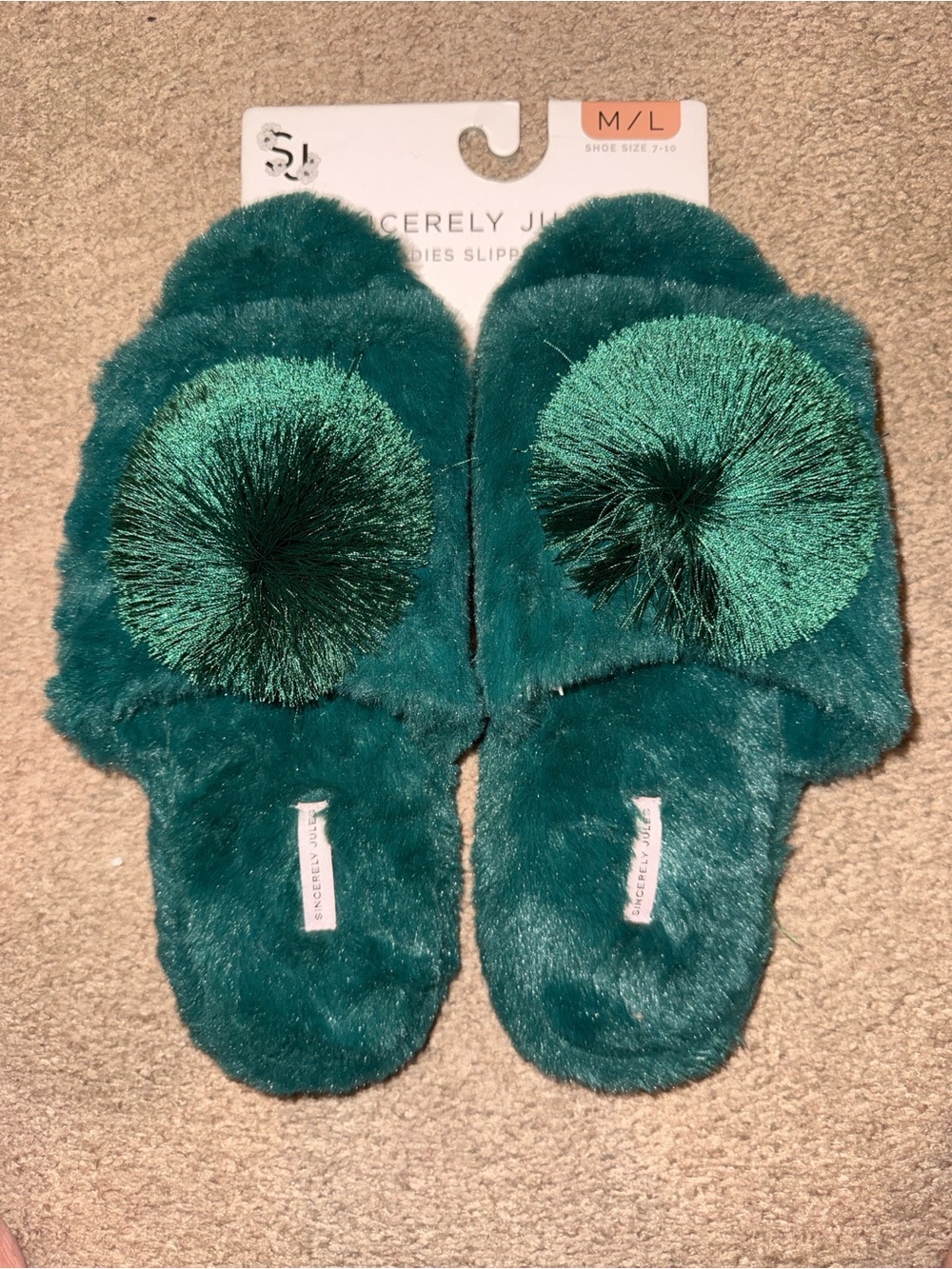 Sincerly Jules Teal Fuzzy-Lined Ladies Slippers